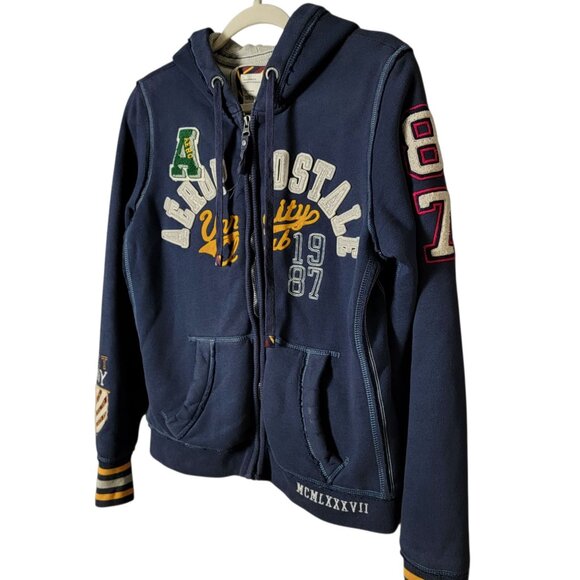 Aeropostale Womens Y2K Varisity 2000s Preppy Graphic Patchwork Hoodie Jacket L - Picture 3 of 15